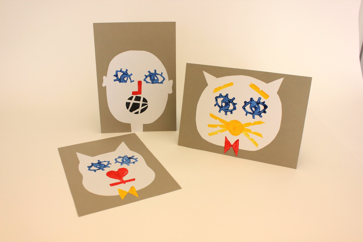 kort laget av potettrykk