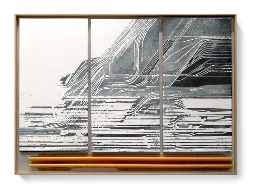 Maleri av fjellkjede i tre deler 