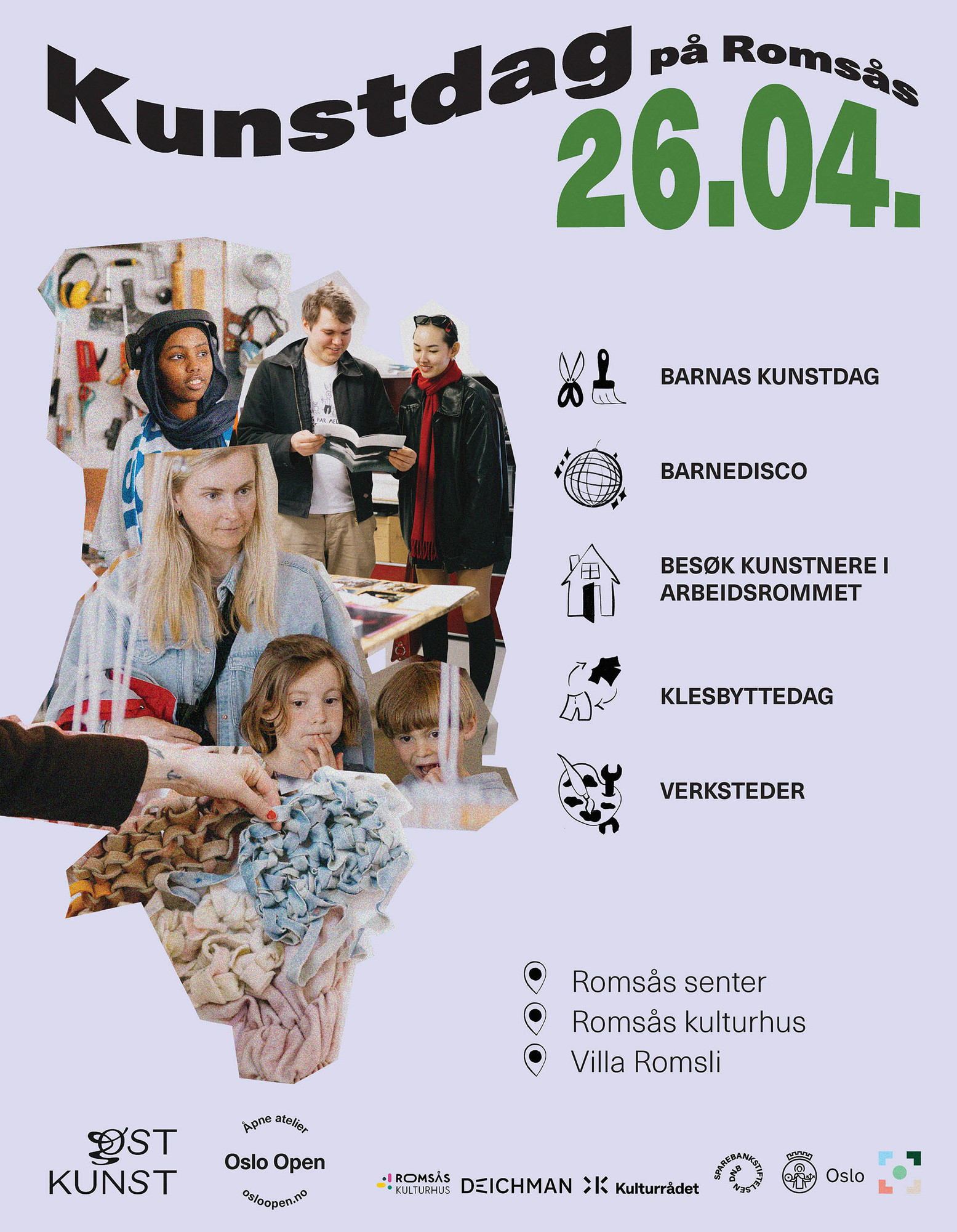 Plakat for arrangementet med tekst, foto og grafiske elementer.