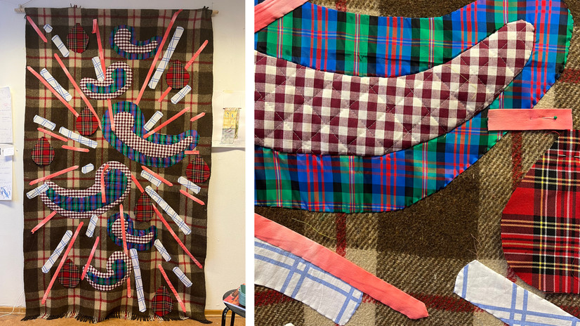 håndapplikasjon på ullpledd